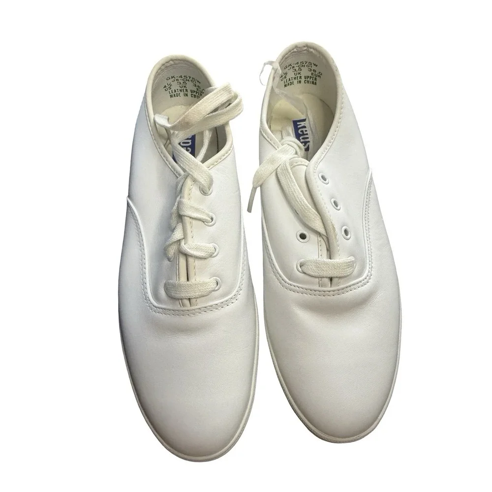 Keds Girls Champion Leather White‎ shoes size 4 1/2  w new in box
